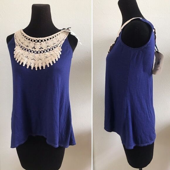 Chelsea & Violet Tops - NWT Crochet Neck Tank 